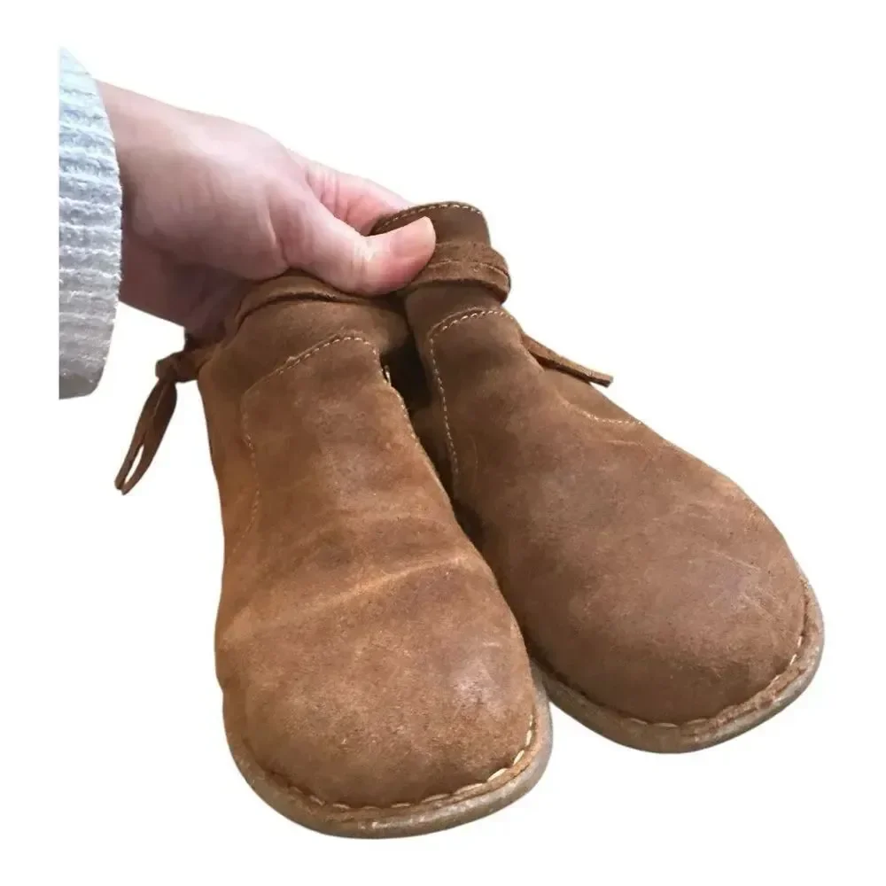 Born Boots | Womens Tarkiln Ankle Booties Brown Leather Side Zip BR0017406 | 7